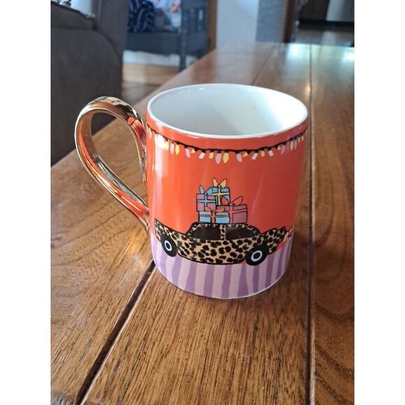Anthropologie (NEW) Kendra Dandy Gifts in Transport Mug 15oz Orange & Gold - Picture 1 of 2